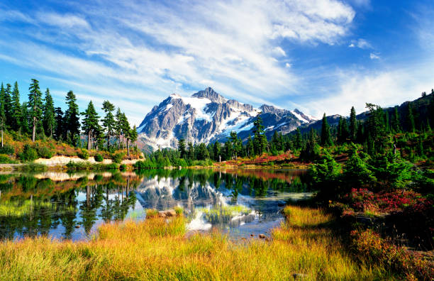 beleza natural-natureza - montanha shuksan - fotografias e filmes do acervo