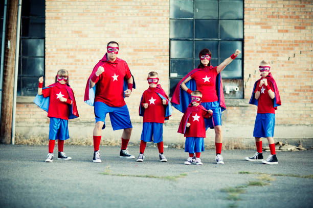 семья супергероев - superhero humor men cape стоковые фото и изображения