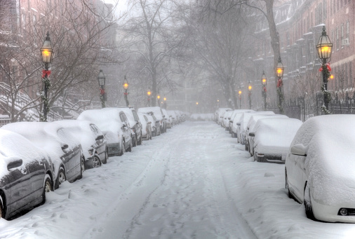Cars Covered in Snow at winter in New York City.