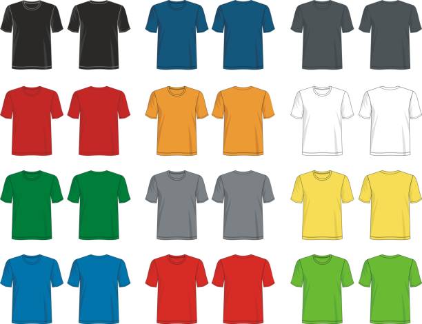 ilustrações de stock, clip art, desenhos animados e ícones de t shirt template collection - dorso humano