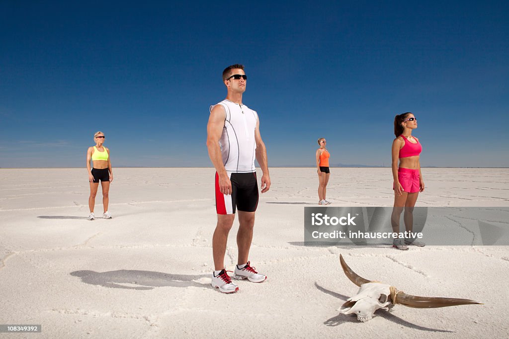 Quatro atleta que estão focados - Foto de stock de Esporte royalty-free