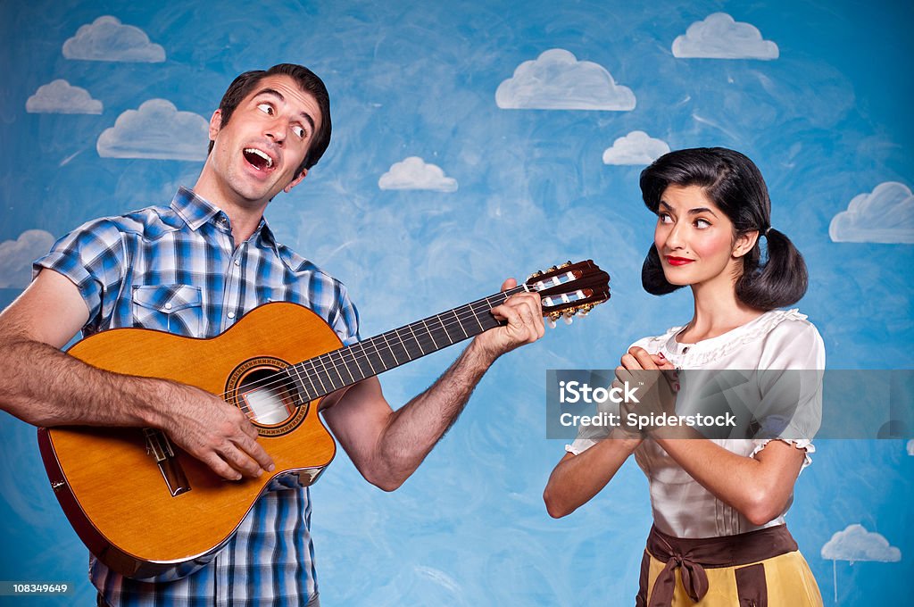 Nerd Serenading His Date  Humor Stock Photo