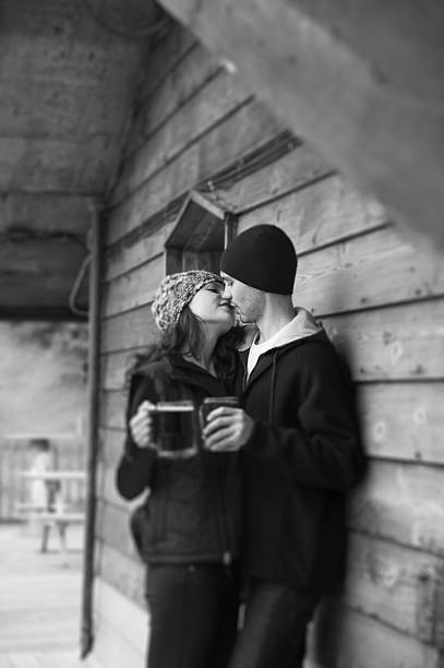istock Couple kissing at the chalet. 108349838