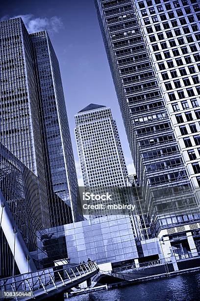 Office Buildings In Canary Wharf London Stock Photo - Download Image Now - Canary Wharf, Low Angle View, Architecture