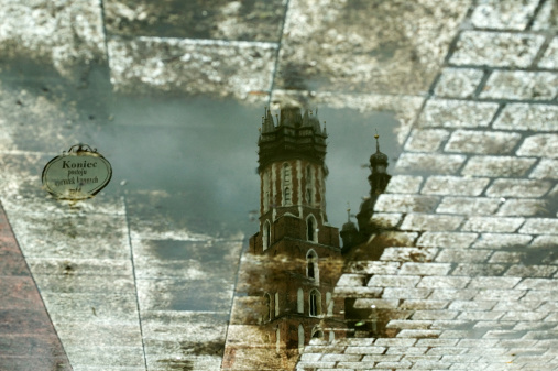 Amsterdam, Netherlands – November 27, 2022: Amsterdam, Netherlands - November 27 2022: The basilica of St Nicholas, as seen from the red light district on a foggy November morning.