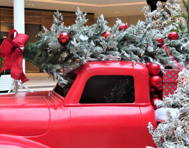 Christmas Tree and Greenery with Red Truck