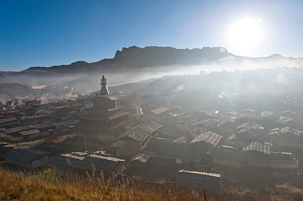 Aerial view of spring landscape in tibet, China