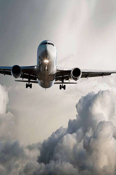 istock jet airplane landing in storm 108351532