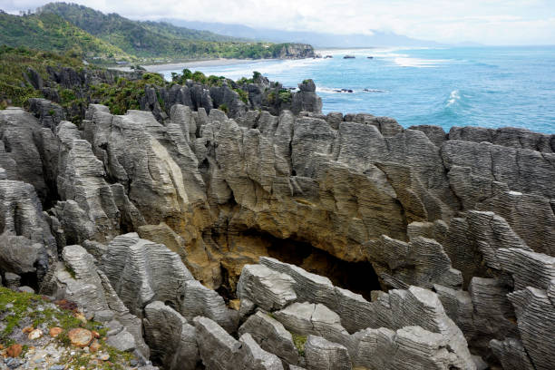 istock Panoramic View across Pancake Rocks towards the Sea 1083518204