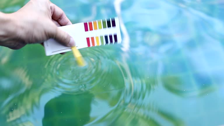 PH Test Kit on swim pool river water inspector