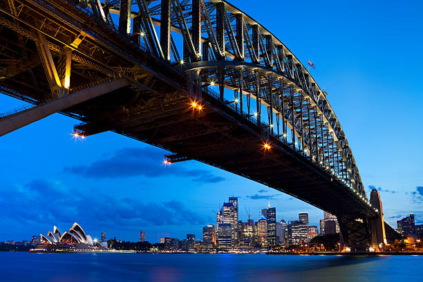 istock Harbour Bridge and Sydney skyline, Australia at night 108351962