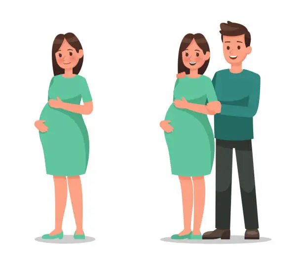 Vector illustration of pregnant woman character vector design