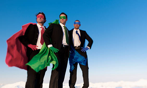 istock Business Superheros on a mountain peak 108353956