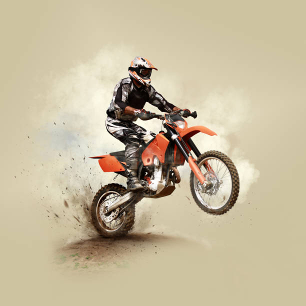 uomo sulla sua sport a motore - motorcycle racing foto e immagini stock