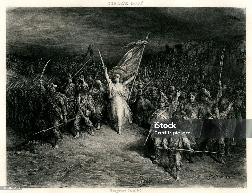 MARSEILLAISE (XXXL) THE MARSEILLAISE BY GUSTAVE DORÉ IN 1870,PUBLISHED BY SELMAR HESS IN 1894 France stock illustration