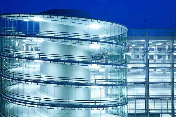 Urban Parking Garage -  multi-storey car park at night