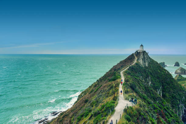 istock Sunny day at the Nugget Point Lighthouse with blue sky 1083548808