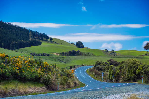 istock A road against the green field 1083551172