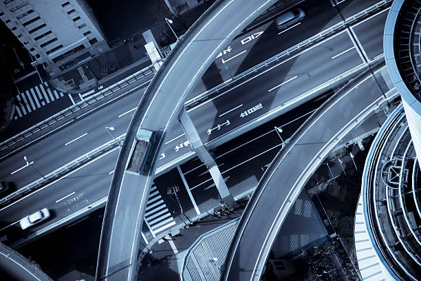 上空から見た東京 - multiple lane highway ストックフォトと画像