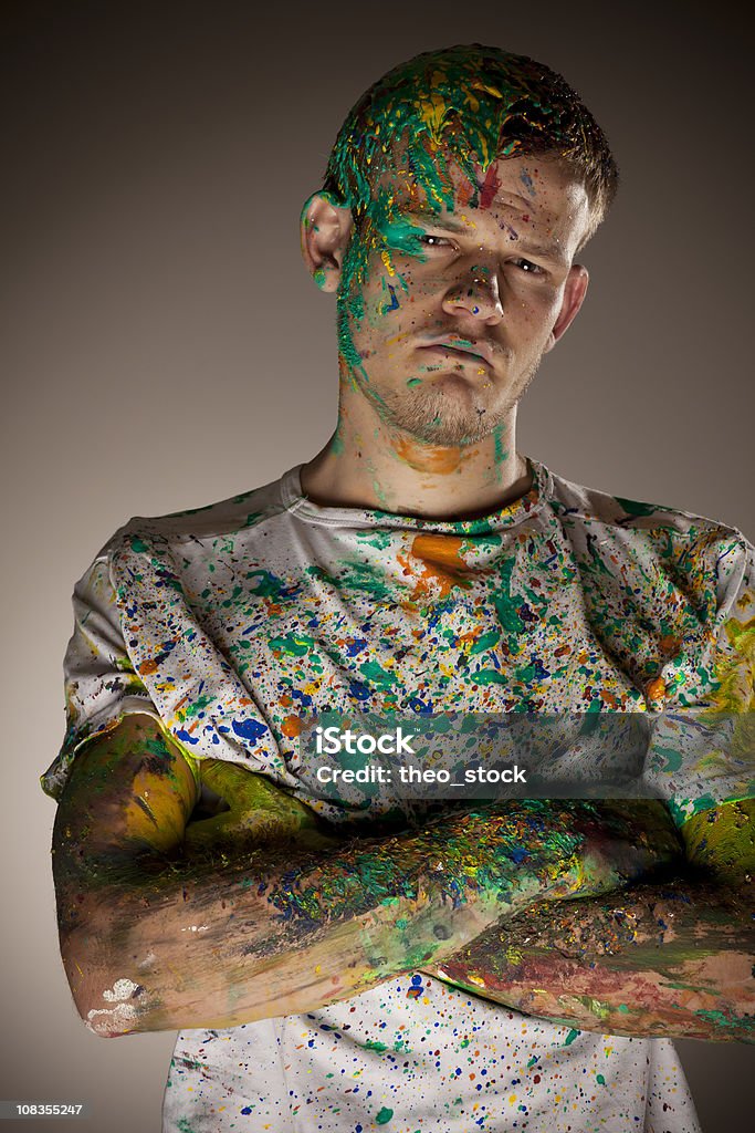 Mann mit Farbe auf dem body - Lizenzfrei Malfarbe Stock-Foto