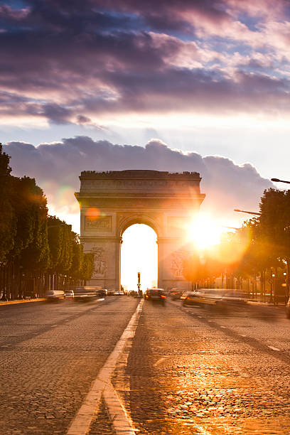 istock Avenue des Champs-Elysees with Arch of Triumph during sunset 108355586