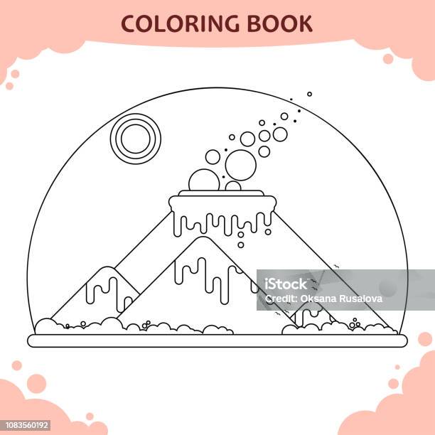 Volcanic Eruption Coloring Book For Kids Flat Illustration Stock Illustration - Download Image Now