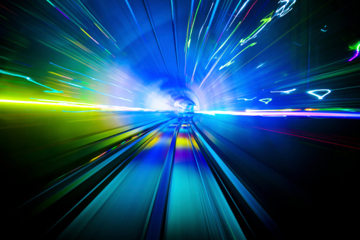 Abstract image of train moving through the tunnel