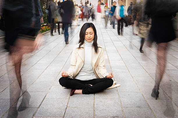 istock Woman Relaxing in a Crowded Street 108356448