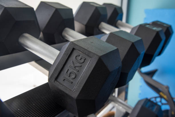 istock A set of gym weights arranged nicely. 1083565862