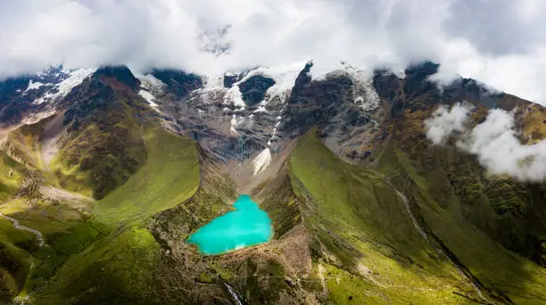 Photo of Humantay lake in Peru on Salcantay mountain in the Andes