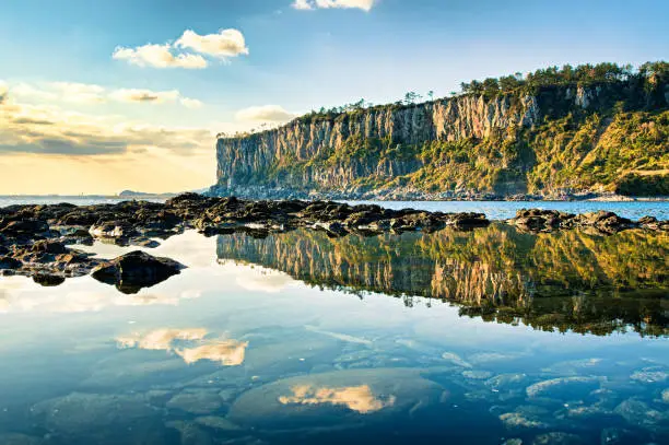 Reflection of coastal cliffs