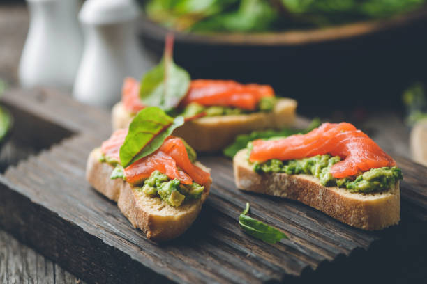 istock Salmon and avocado toast, healthy appetizer or snack 1083576998