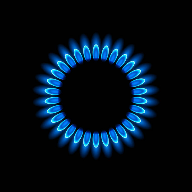 газовые горелки с синим пламенем - gas range stock illustrations