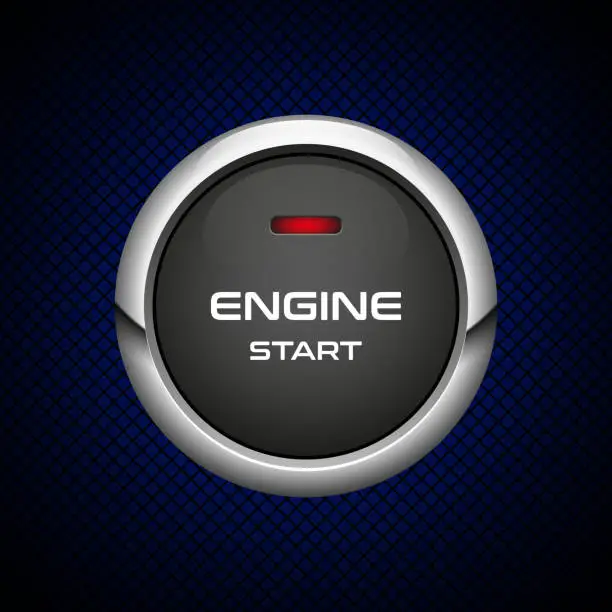 Vector illustration of Engine start button on dark background