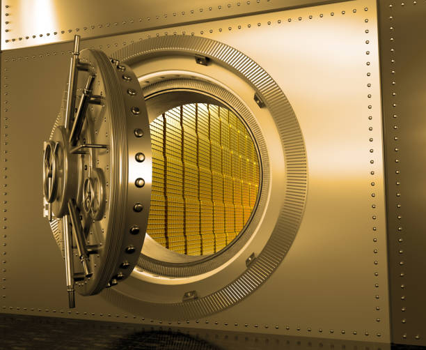 istock Safe with the door open. Gold in the vault 1083581828