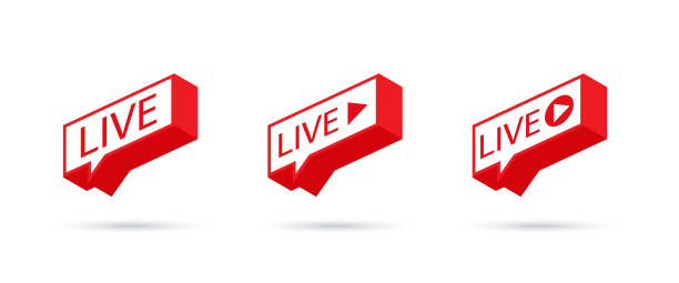 라이브 아이콘, 버튼, 기호, 웹, ui, app. 소셜 미디어 아이콘 라이브 스트리밍. 연설 거품이 있다입니다. 벡터 일러스트입니다. - live event stock illustrations