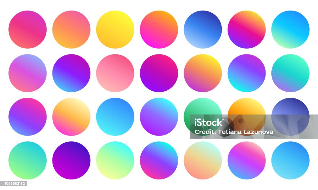 Esferas de gradiente vivas. Minimalistas círculos multicoloras, colores vibrantes abstracto de los años 80 y los gradientes moderna esfera aislada vector set - arte vectorial de Gradiente de color libre de derechos Esferas de gradiente vivas. Minimalistas círculos multicoloras, colores vibrantes abstracto de los años 80 y los gradientes moderna esfera aislada vector set - arte vectorial de Gradiente de color libre de derechos