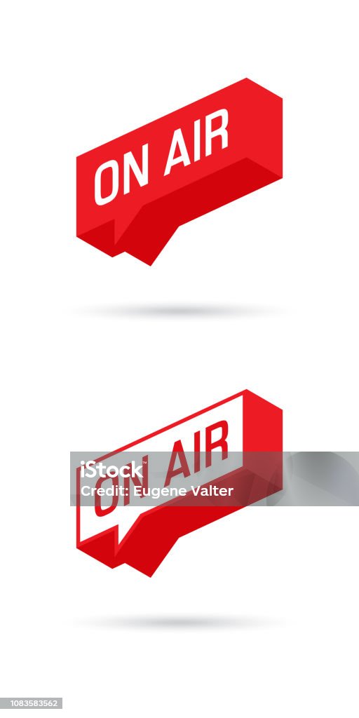 On Air sign, emblem, logo. Live stream symbol. Speech bubble. Vector illustration. On Air sign, emblem, logo. Live stream symbol. Speech bubble. Illustrration on-air sign, broadcast media sound, radio and television record. On Air Sign stock vector