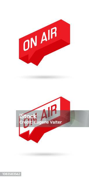 On Air Sign Emblem Logo Live Stream Symbol Speech Bubble Vector Illustration Stock Illustration - Download Image Now