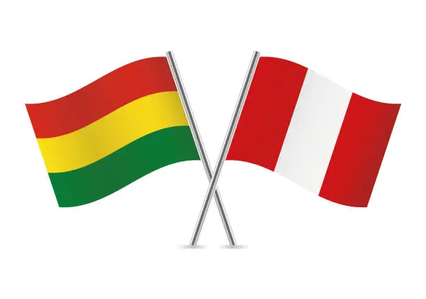 Vector illustration of Bolivia and Peru flags. Vector illustration.