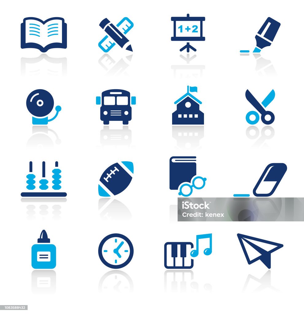 Education Two Color Icons Set An illustration of education two color icons set for your web page, presentation, apps and design products. Vector format can be fully scalable & editable. Glue stock vector