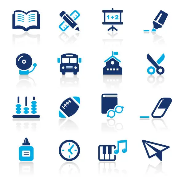 Vector illustration of Education Two Color Icons Set