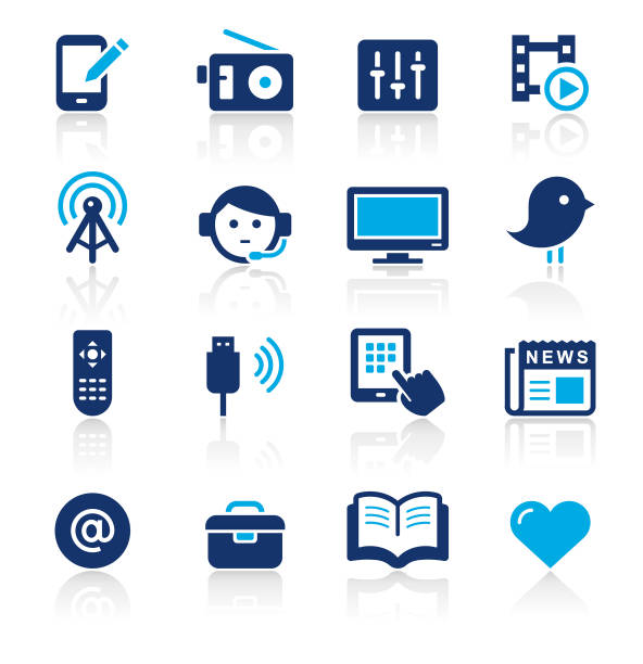 ilustrações, clipart, desenhos animados e ícones de conjunto de dois ícones de cor de mídia - computer icon symbol icon set media player
