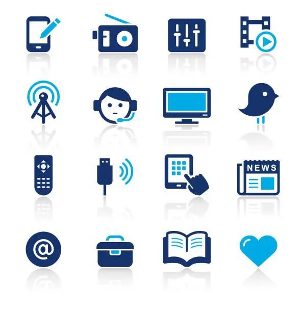 Vector illustration of Media Two Color Icons Set