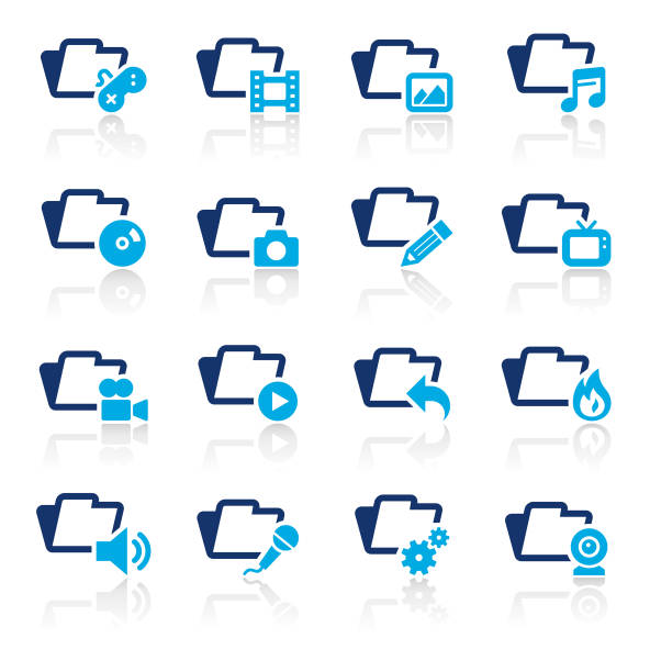 ilustrações, clipart, desenhos animados e ícones de documento e dois ícones de cor conjunto de mídia - dvd player computer icon symbol icon set