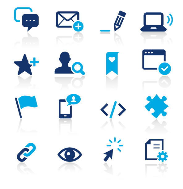 zestaw dwóch ikon kolorów w mediach społecznościowych - cursor arrowhead hyperlink symbol stock illustrations