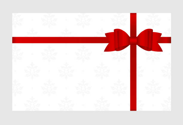 istock Invitation, Greeting or Gift Card With Red Ribbon And A Bow.  Gift Voucher Template with  place for text. 1083590344