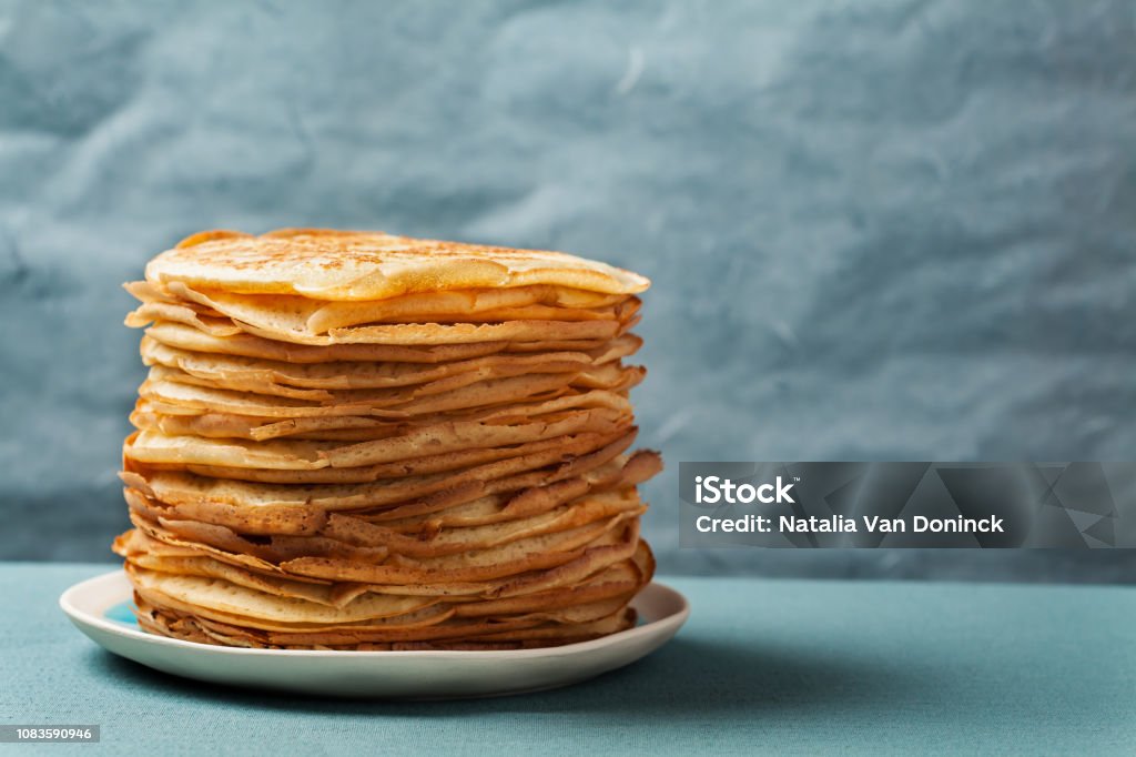 Staple of yeast pancakes, traditional for Russian pancake week Staple of yeast pancakes, traditional for Russian pancake week (Shrove tide) Pancake Stock Photo
