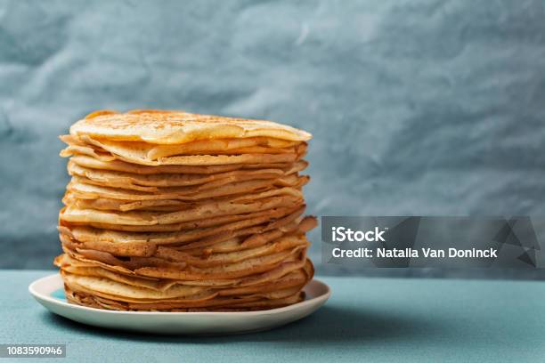 Staple Of Yeast Pancakes Traditional For Russian Pancake Week Stock Photo - Download Image Now