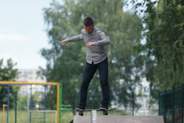 istock Young boy skater in the park 1083592752